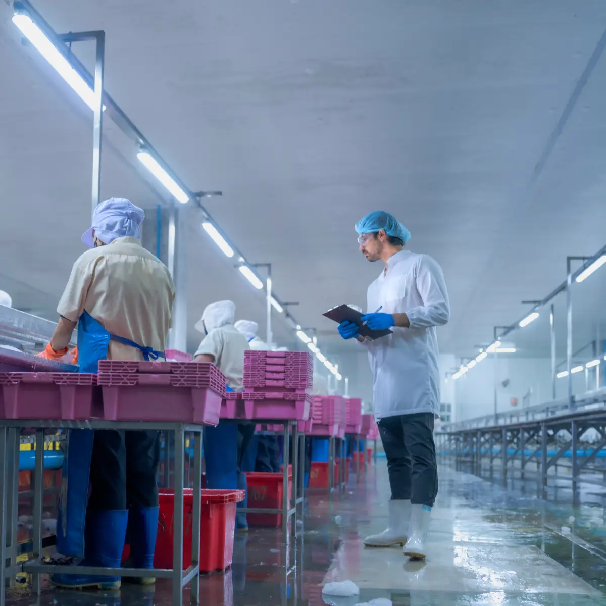 Przemysłowe oświetlenie LED w hali produkcyjnej