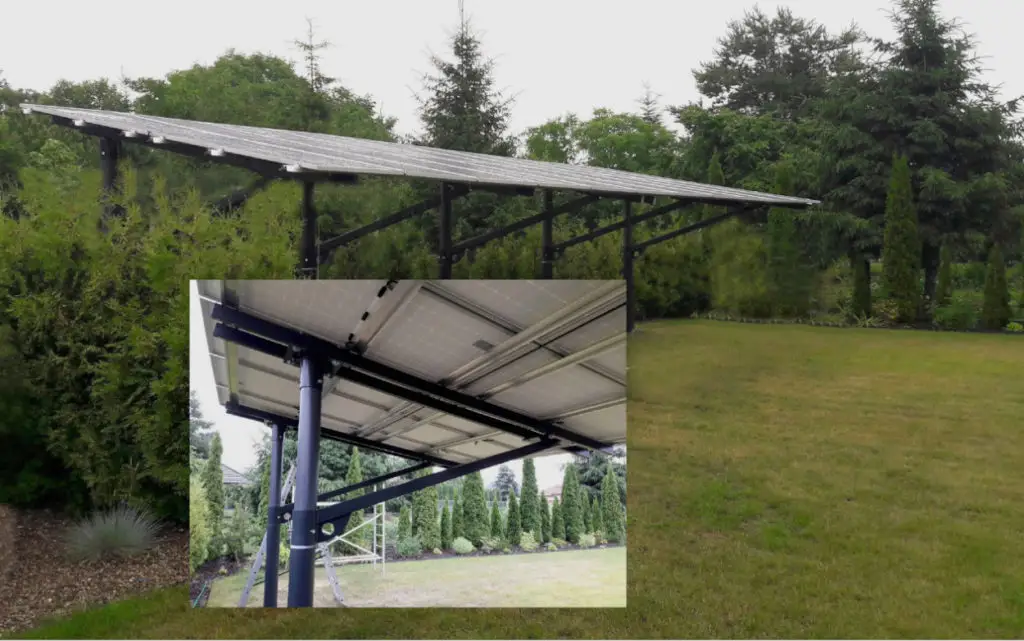 Instalacja fotowoltaiczna na gruncie - układ paneli PV